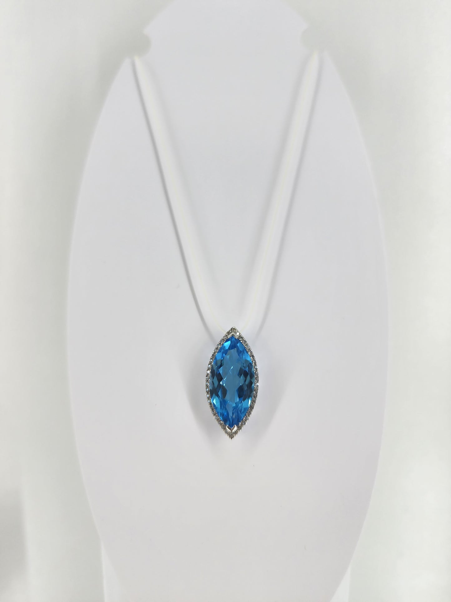 10K white gold London blue topaz and white topaz necklace 18346