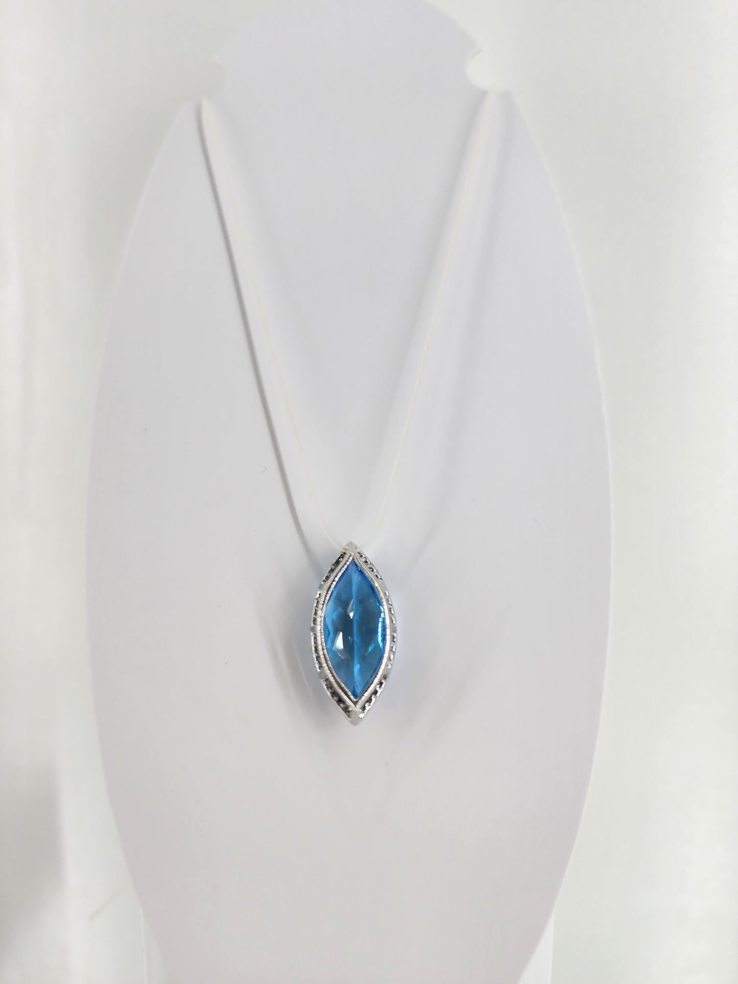 10K white gold London blue topaz and white topaz necklace 18346