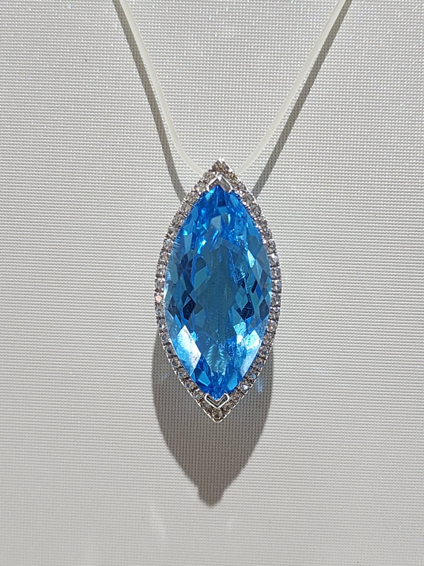 10K white gold London blue topaz and white topaz necklace 18346