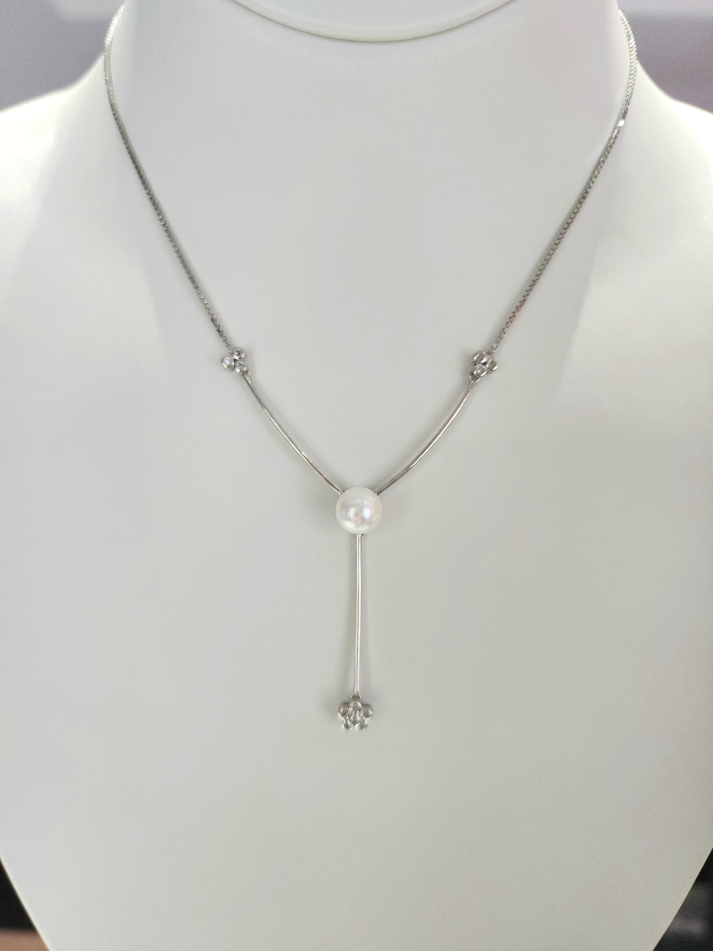 8MM Fresh Water Pearl Diamond Decklace 8524