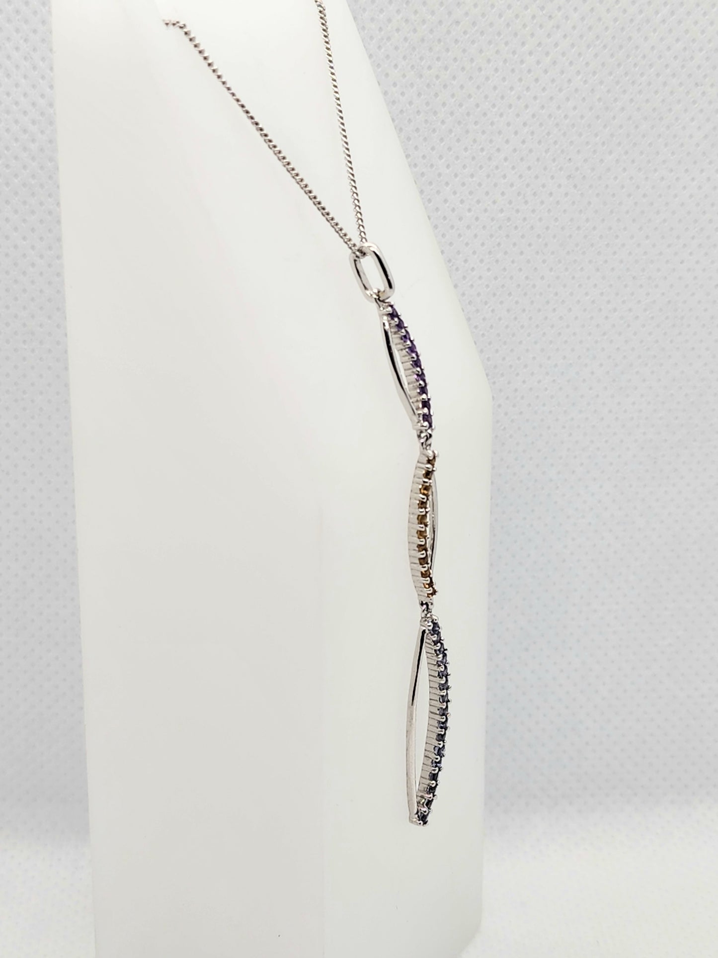 14K White Gold Amethyst Citrine Iolite Necklace