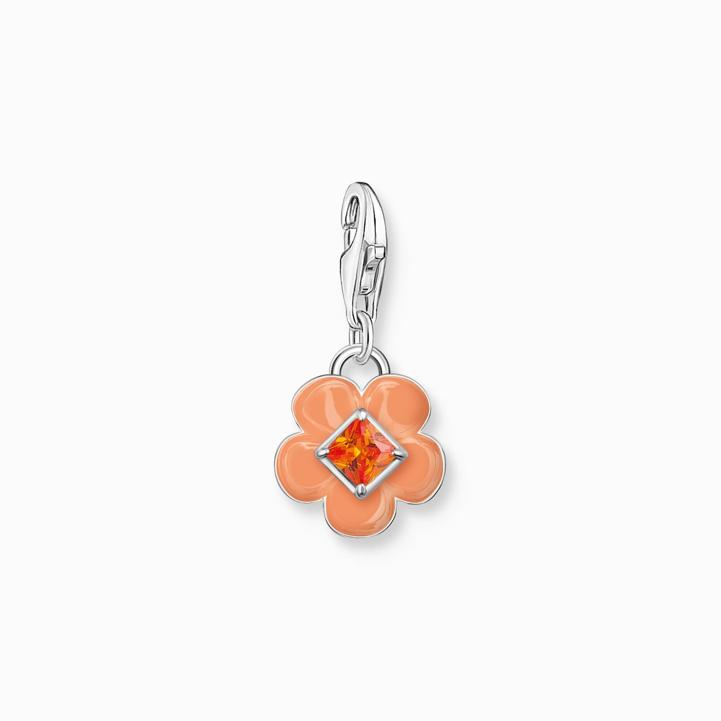 Thomas Sabo Charm Pendant Flower With Orange Stone Silver 2029-041-8
