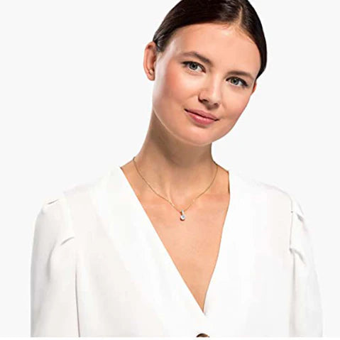 Swarovski Solitaire Pendant White Crystal,Yellow Gold-tone plated 5511557