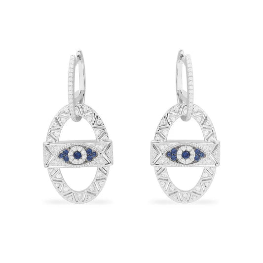 APM Symbole Lucky Eye Maille Marine Earrings - White Silver AE13058XKB