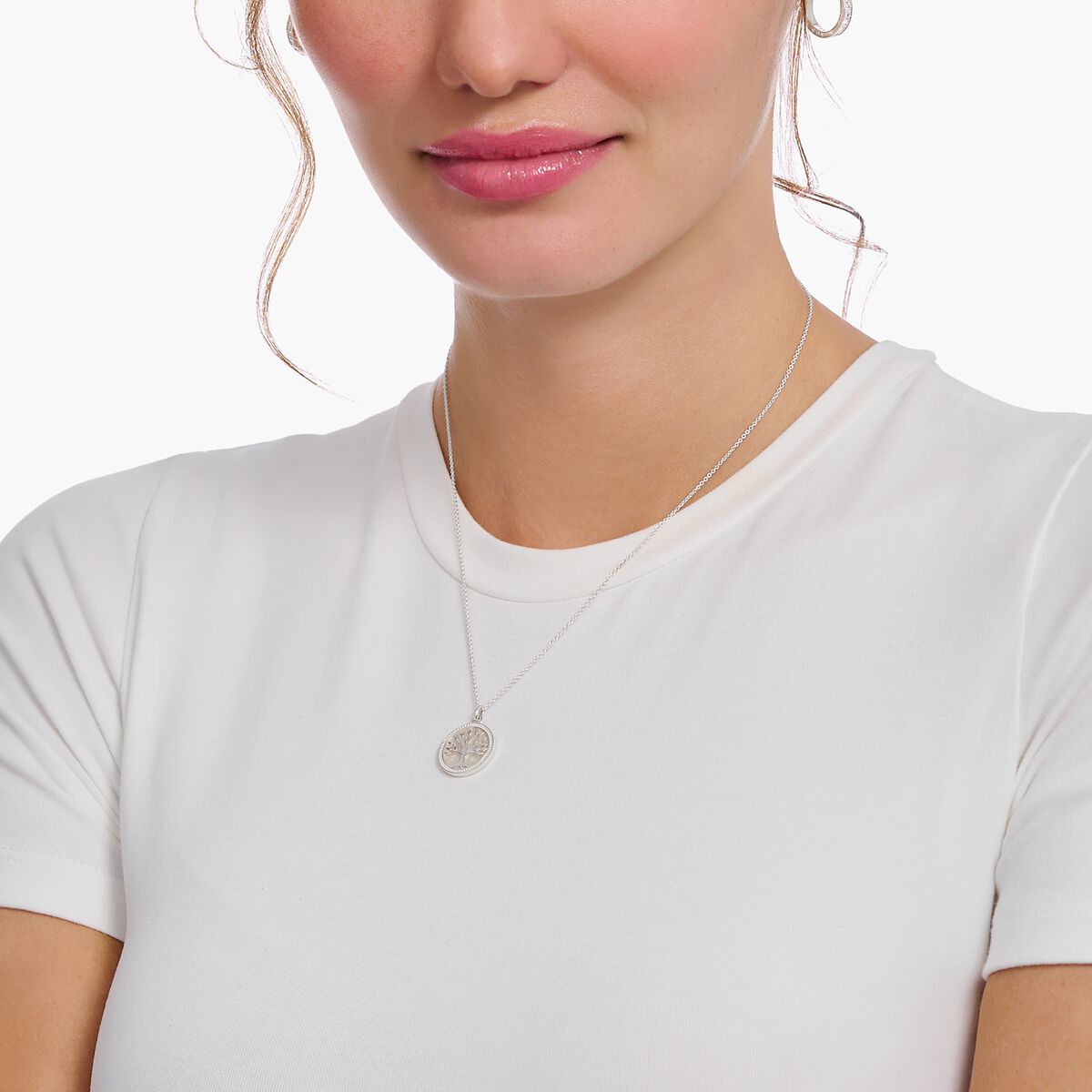 Thomas Sabo Silver necklace with tree of love pendant and cold enamel KE2220-007-21