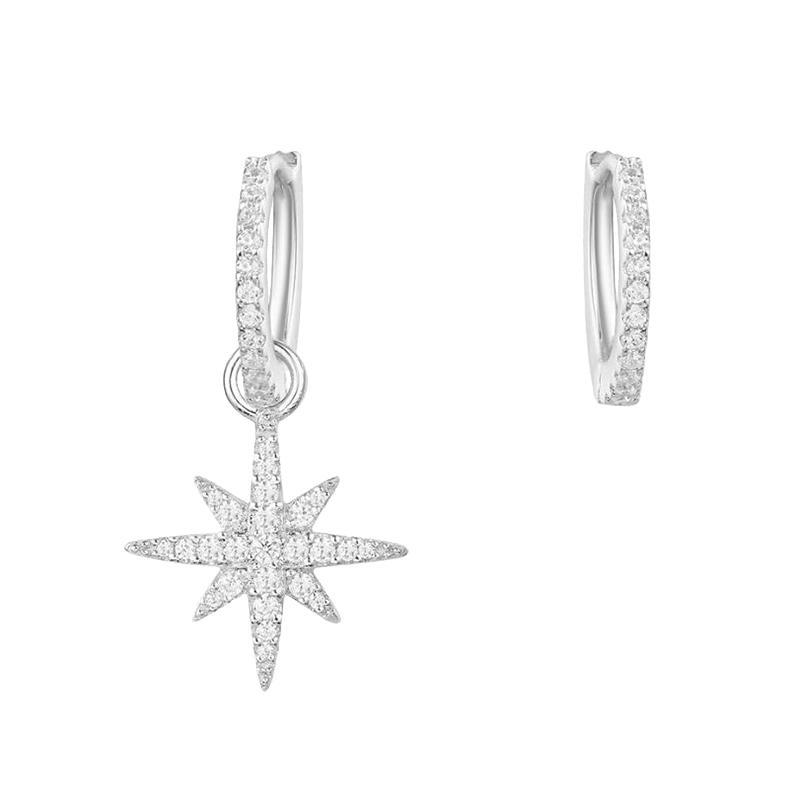 APM Asymmetric Sterling Silver Small Meteorite Earrings AE10965OX