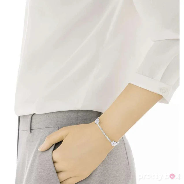 Swarovski Garden Bracelet, Branches & Leaves,White, Rhodium Plating 5266489