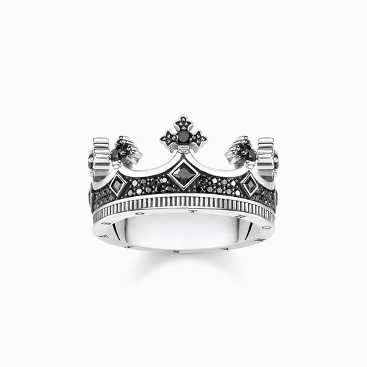 Thomas Sabo Silver Blackend Ring Crown TR2208-643-11-62, Size62