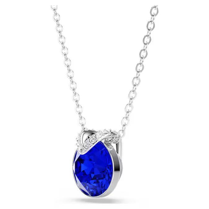Swarovski Bella V Pendant Round Cut, Blue, Rhodium Plated 5724286