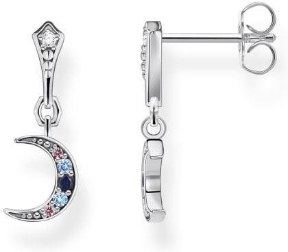 Thomas Sabo Sterling Silver Multi-Coloured Moon Motifs Dropper Earrings H2204-945-7