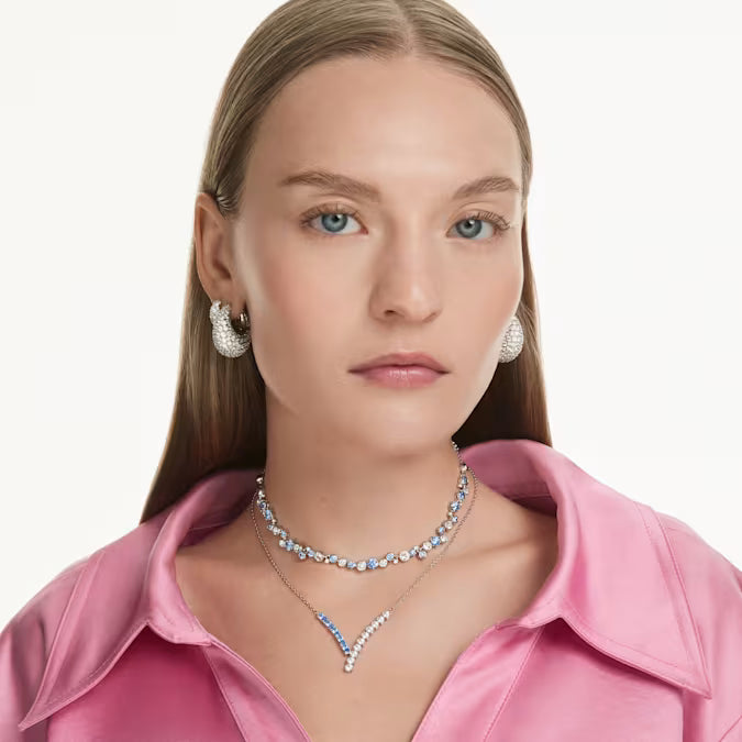 Swarovski Constella necklace Mixed cuts, Blue, Rhodium plated 5732255