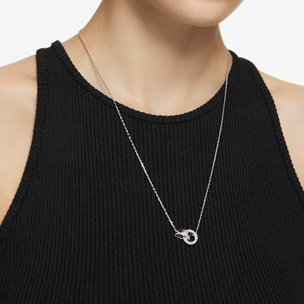 Swarovski Dextera pendant Interlocking loop, White, Rhodium plated 5636497