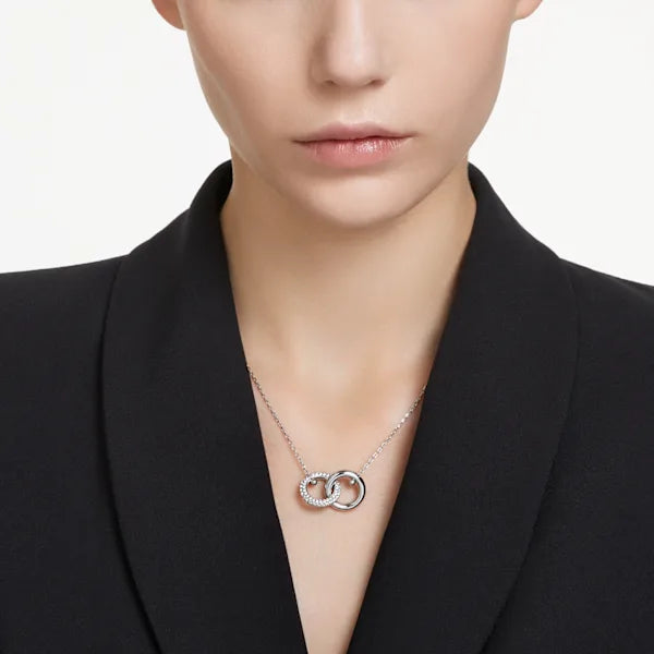Swarovski Dextera pendant Interlocking loop, White, Rhodium plated 5670251