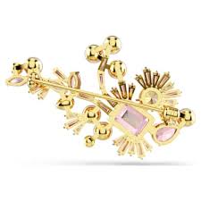 Swarovski Gema brooch Crystal pearl, Mixed cuts, Flower, Pink, Gold-tone plated 5688478