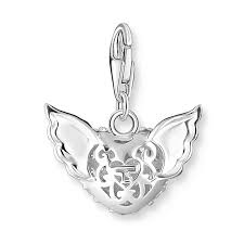 Thomas Sabo Charm Pendant "Winged Heart" white stones silver 0626-051-14