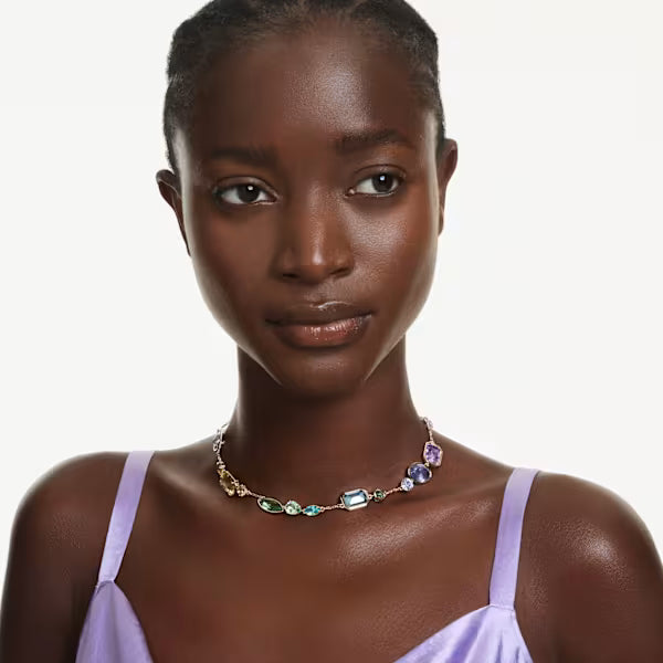 Swarovski Gema Necklace Mixed Cuts, Multicoloured, 18k Gold-Plated Finish 5741584