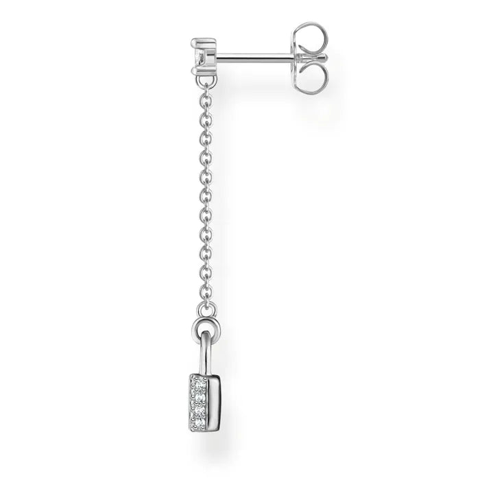 Thomas Sabo Sterling Silver Single Love Lock Drop Earring With White Zirconia Stones H2213-051-14