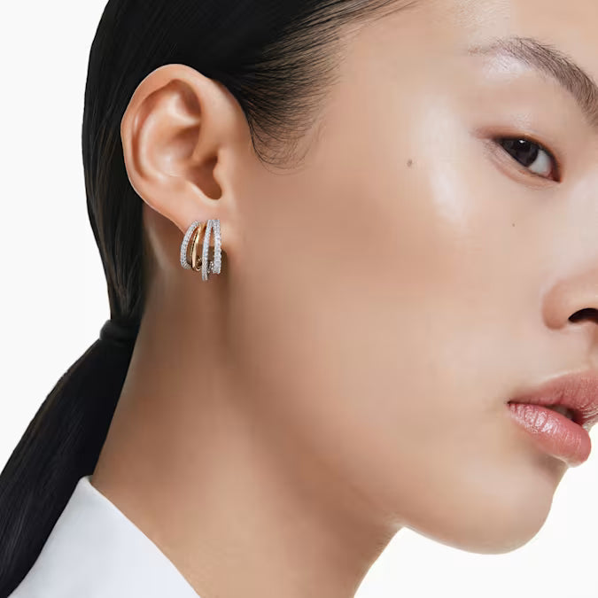 Swarovski Hyperbola Hoop Earrings Mixed Cuts, Mini, White, Mixed Metal Finish 5689718