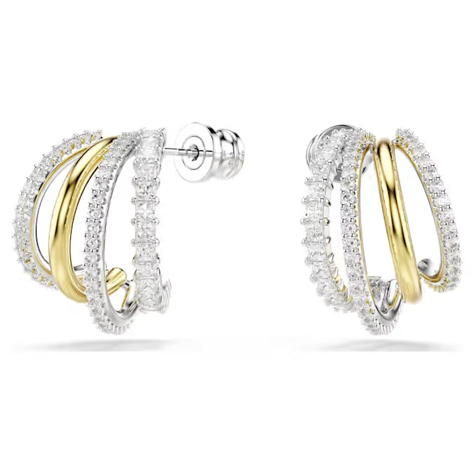 Swarovski Hyperbola Hoop Earrings Mixed Cuts, Mini, White, Mixed Metal Finish 5689718