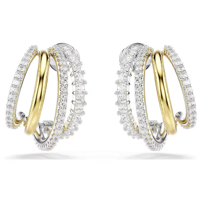Swarovski Hyperbola Hoop Earrings Mixed Cuts, Mini, White, Mixed Metal Finish 5689718