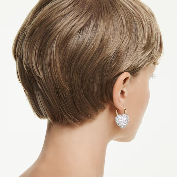 Swarovski Idyllia Drop Earrings Mixed Cuts, Heart, White, 18k Gold-Plated Finish 5737297