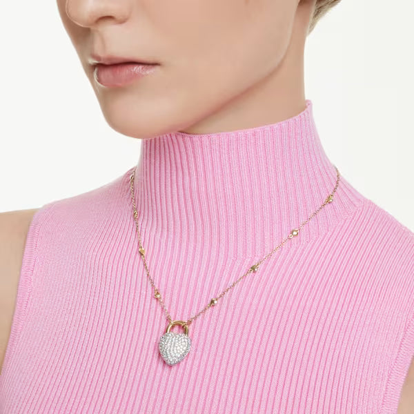 Swarovski Necklace Idyllia Pendant Mixed Cuts, Heart, White, 18k gold-Plated finish 5744127