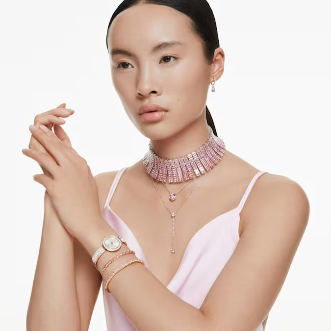 Swarovski Matrix Bangle Baguette Cut, Octagon Shape, Pink, Gold-Tone Plated 5705791