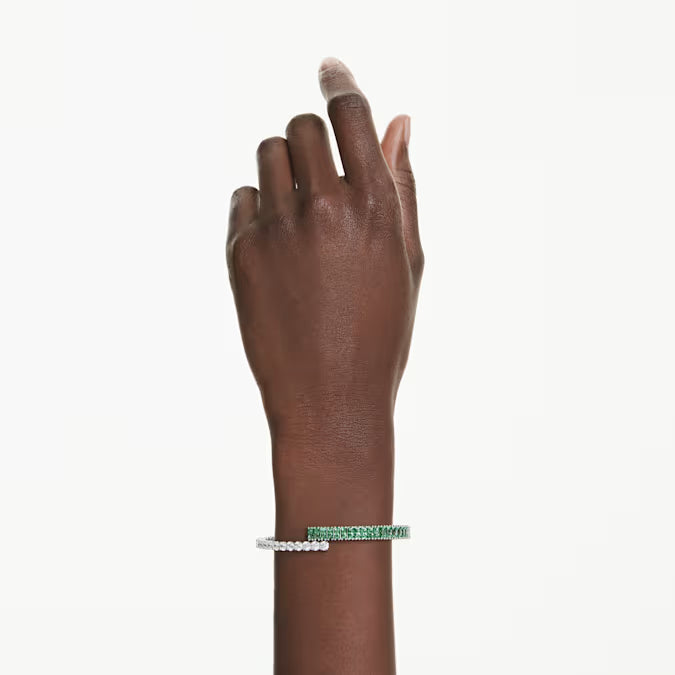 Swarovski Matrix Bangle Mixed Cuts, Green, Rhodium Plated 5722461