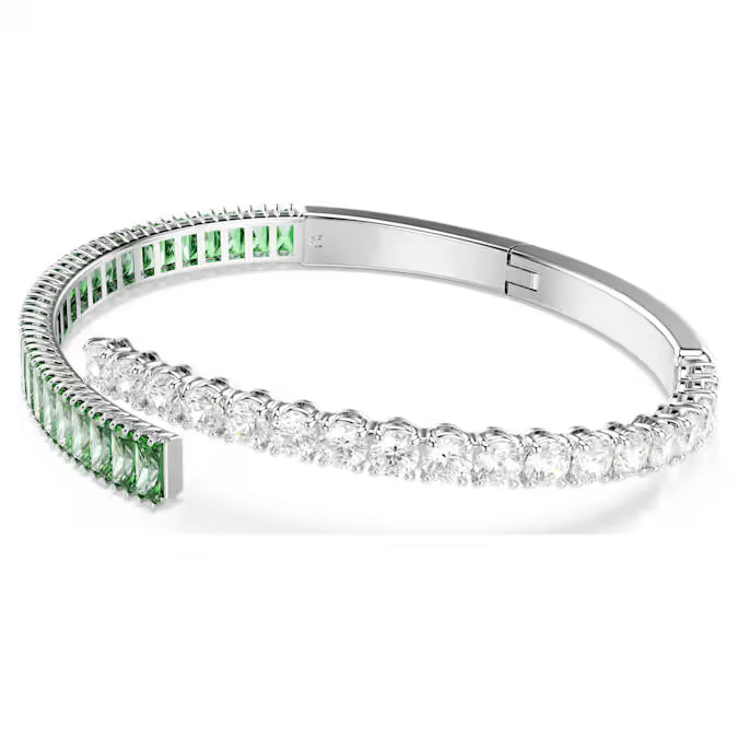 Swarovski Matrix Bangle Mixed Cuts, Green, Rhodium Plated 5722461
