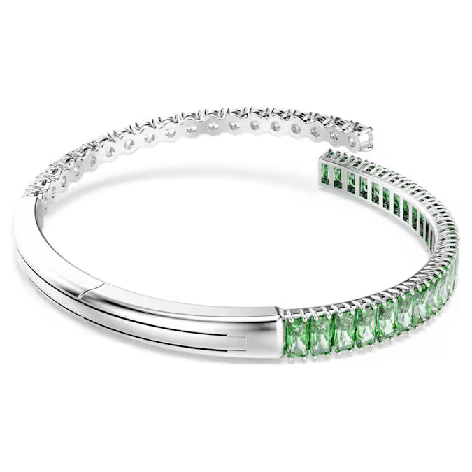 Swarovski Matrix Bangle Mixed Cuts, Green, Rhodium Plated 5722461