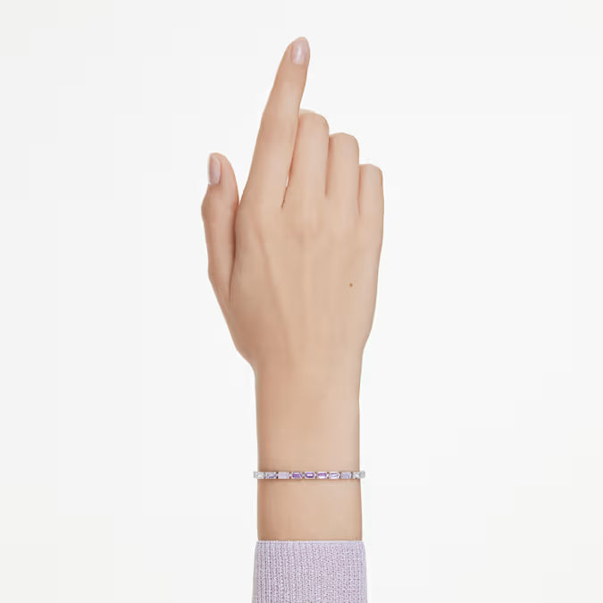 Swarovski Matrix Tennis Bracelet Baguette Cut, Purple, Rhodium Plated 5707199
