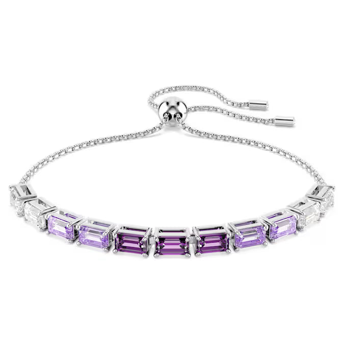 Swarovski Matrix Tennis Bracelet Baguette Cut, Purple, Rhodium Plated 5707199