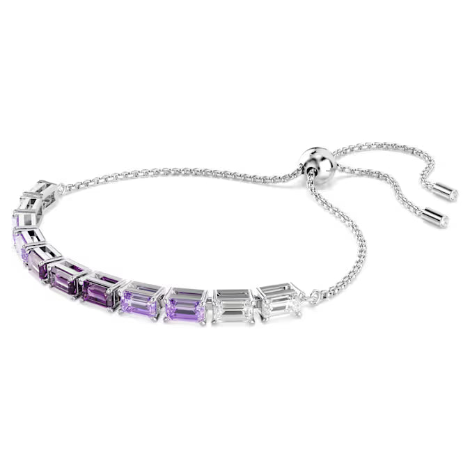 Swarovski Matrix Tennis Bracelet Baguette Cut, Purple, Rhodium Plated 5707199
