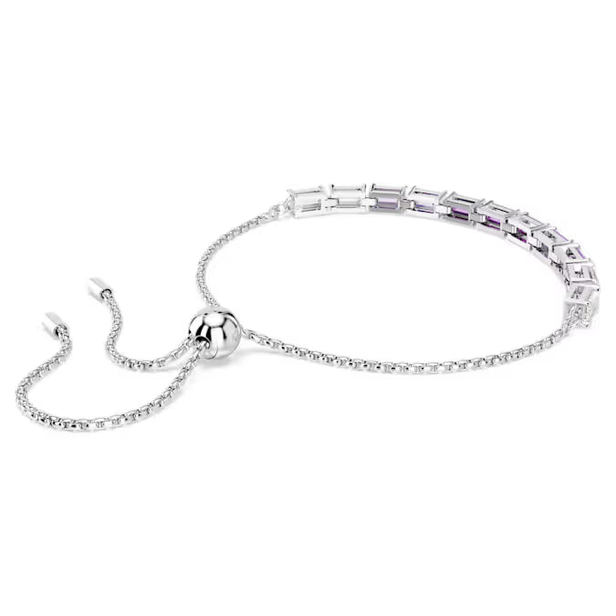 Swarovski Matrix Tennis Bracelet Baguette Cut, Purple, Rhodium Plated 5707199