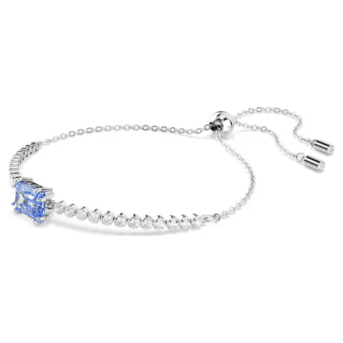 Swarovski Matrix Tennis Bracelet Mixed Cuts, Blue, Rhodium Plated 5693412