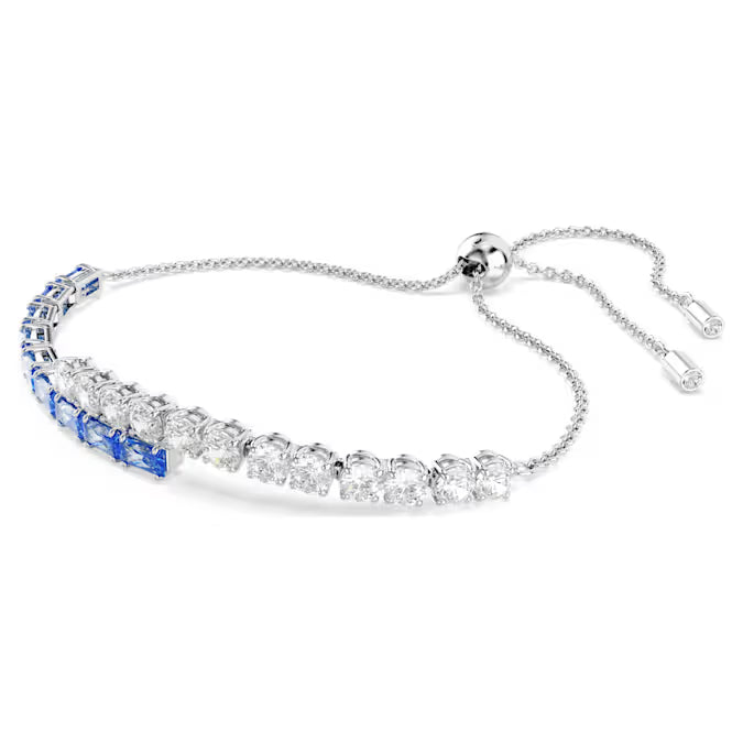 Swarovski Matrix Tennis Bracelet Mixed Cuts, Blue, Rhodium Plated 5732266