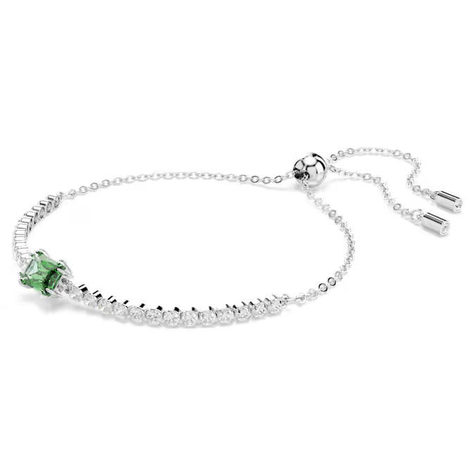 Swarovski Matrix Tennis Bracelet Mixed Cuts, Green, Rhodium Plated 5693411