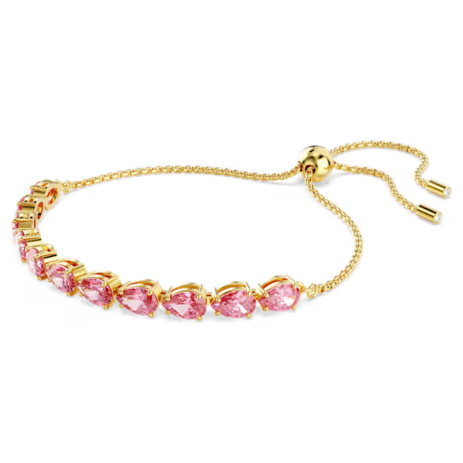 Swarovski Matrix Tennis Bracelet Pear Cut, Pink, Gold-Tone Plated 5707187