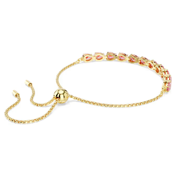 Swarovski Matrix Tennis Bracelet Pear Cut, Pink, Gold-Tone Plated 5707187