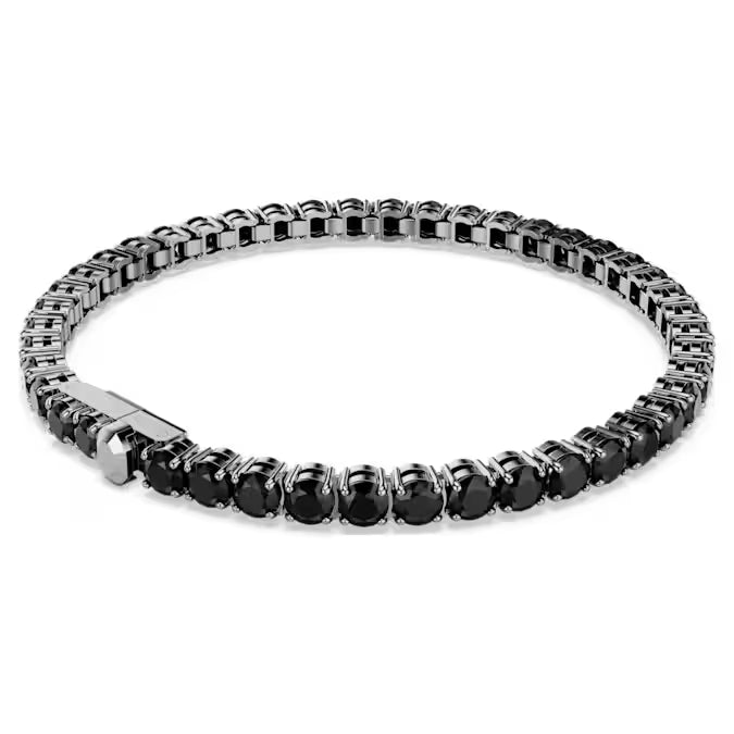Swarovski Matrix Tennis Bracelet Round Cut, Black, Ruthenium Plated 5696030, 5696033
