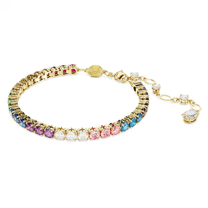 Swarovski Matrix Tennis Bracelet Round Cut, Multicoloured, Gold-Tone Plated 5685691