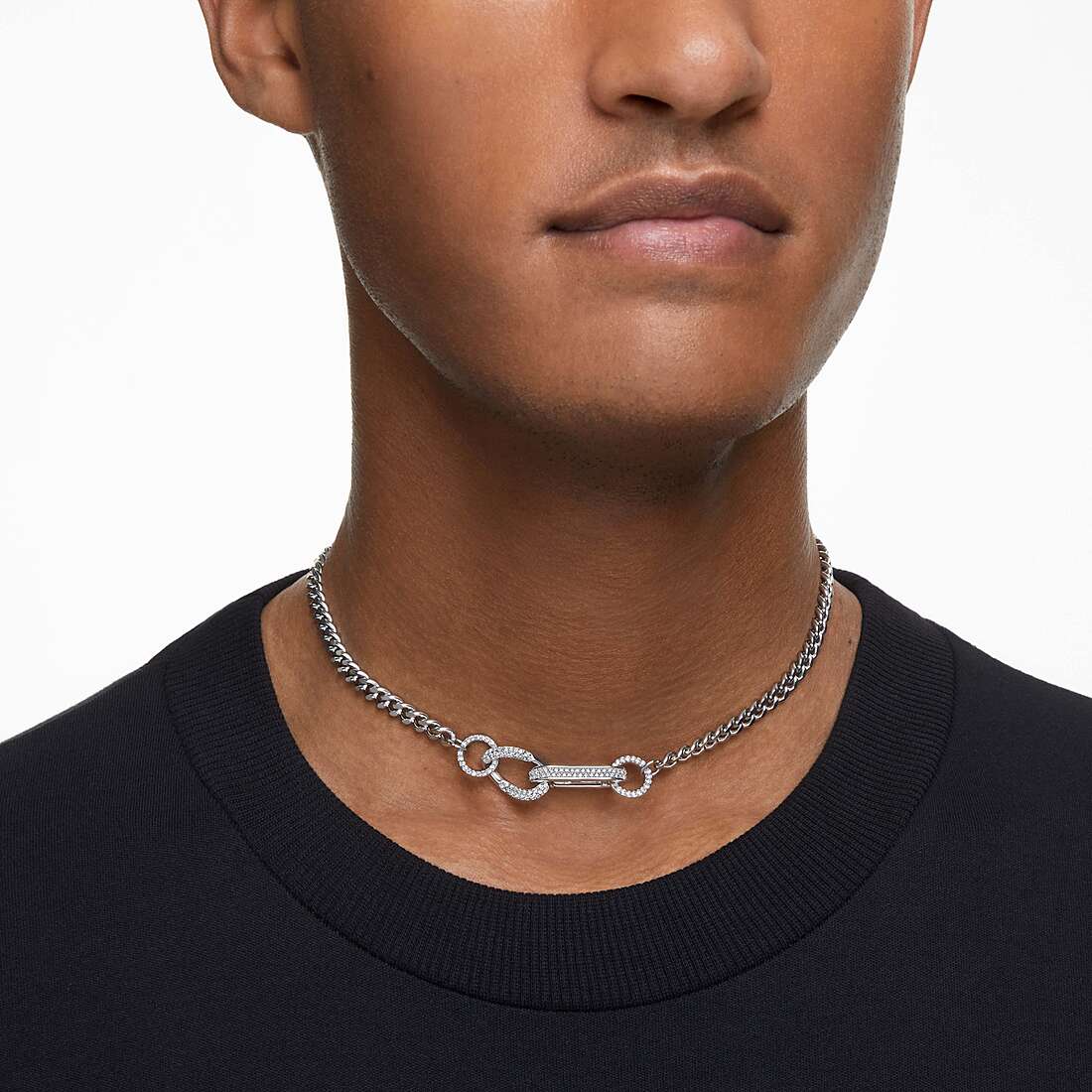 Swarovski Dextera necklace Pavé, Mixed links, White, Rhodium plated 5642689