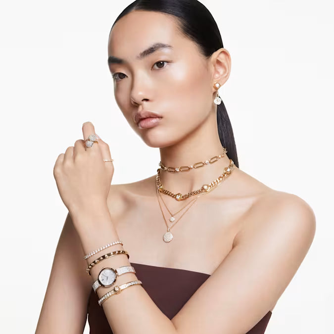 Swarovski Numina Bangle Round Cut, White, Gold-Tone Plated 5688493, 5688494