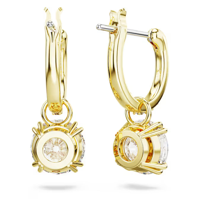 Swarovski Stilla Drop Earrings Round Cut, White, Gold-Tone Plated 5638802
