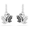 Swarovski Swan Drop Earrings Swan, Black, Mixed Metal Finish 5705728