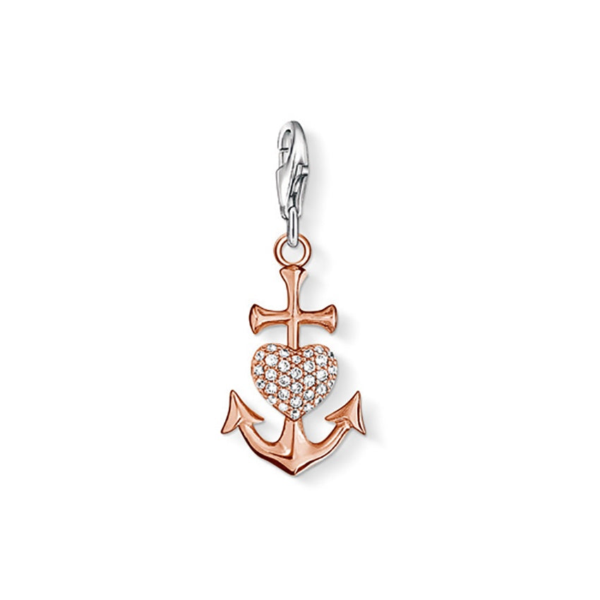 Thomas Sabo Rose Gold Plated & Cubic Zirconia Faith, Love, Hope Charm 0929-416-14