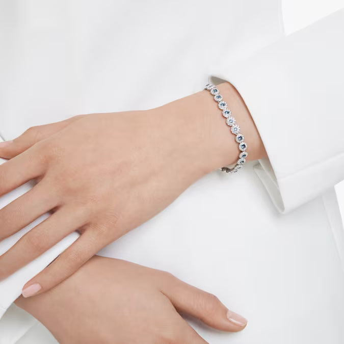 Swarovski Una Angelic Bracelet Round Cut, Blue, Rhodium Plated 5733401