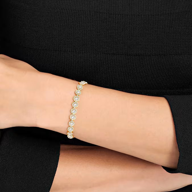 Swarovski Una Angelic Bracelet Round Cut, Pavé, Medium, White, Gold-Tone Plated 5505469