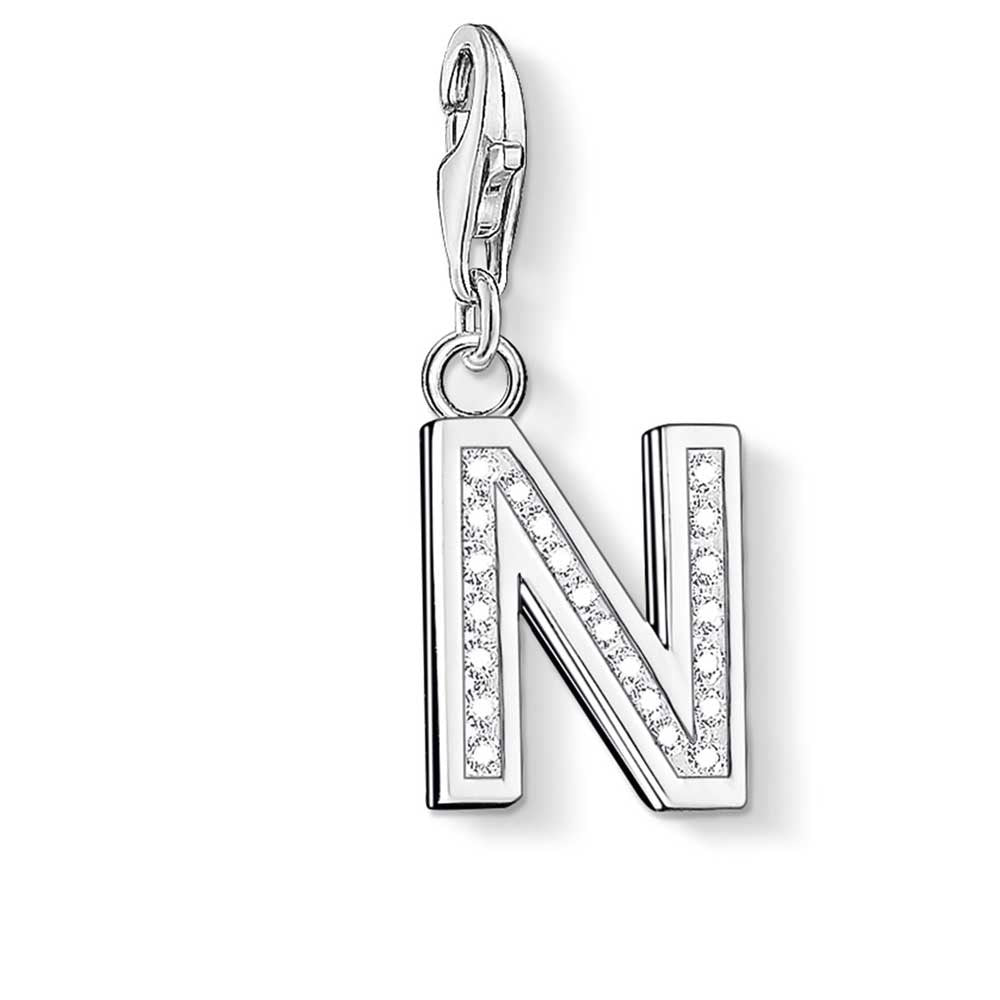 Thomas Sabo Silver Cubic Zirconia Letter N Charm 0236-051-14