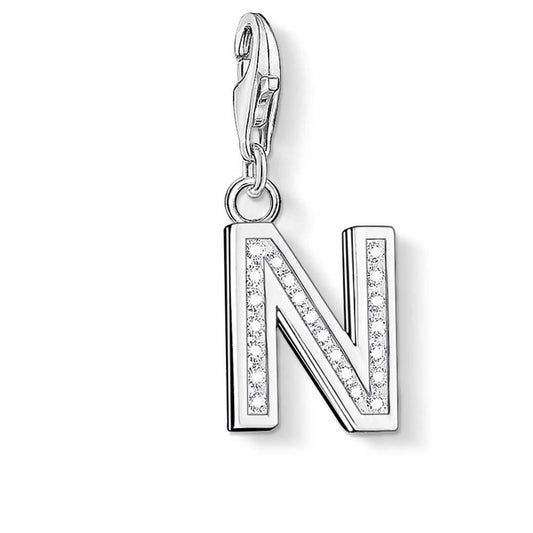 Thomas Sabo Silver Cubic Zirconia Letter N Charm 0236-051-14